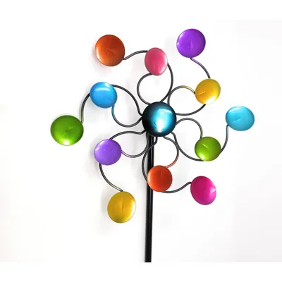 Produktbild von Windrad Gartenstecker Kreise H. 110cm D. 24cm bunt aus Metall Formano S25