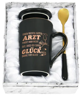 Doktermok mit Spruch, 400 ml, schwarz, Geschenk für Ärzte