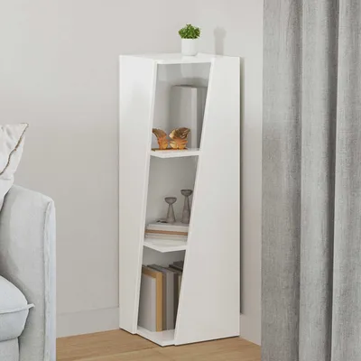 Obrázok produktu pre Maison Exclusive – bočná polička, lesklá biela, 33 x 32 x 100,5 cm, drevotrieska