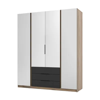 Produktbild von Geräumiger Kleiderschrank 200 VERU – Schwarz / Eichenholzoptik