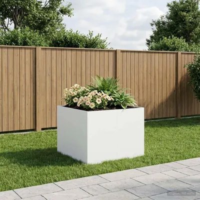 Immagine prodotto di Maison Exclusive - Vaso da giardino bianco, 80 x 80 x 60 cm, acciaio laminato a freddo