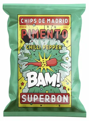 Zdjęcie produktu dla Chipsy Superbon Pimento Chilli – chipsy ziemniaczane z papryką i cayenne, 125 g