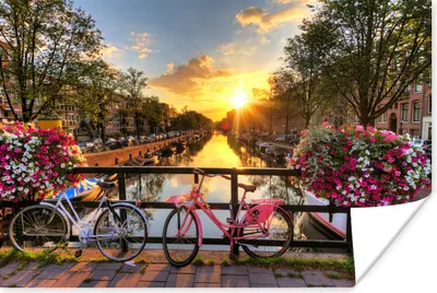 Produktbild von MuchoWow® Poster Fahrrad - Amsterdam - Frühling 60x40 cm - Schlafzimmerdekoration