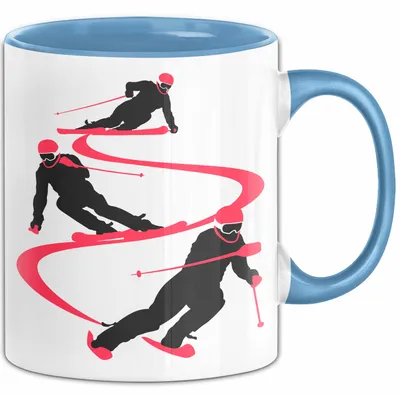 Produktbild von Ski Tasse Geschenk Grafik Skifahrer Becher (Blau)