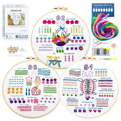 Stickerei-Set für Anfänger, 3-teilig, DIY Kreuzstich-Set