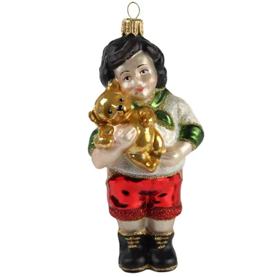 Obrázek produktu pro Vánoční figurka chlapec s medvídkem