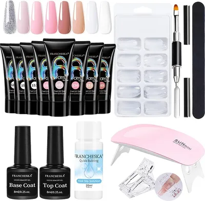Produktbild von Maniküre-Sets Nagellack Set mit 7 Farbe Verlängerungskleber Polygel Set Gel Starter Kit mit UV+ LED Nagellampe