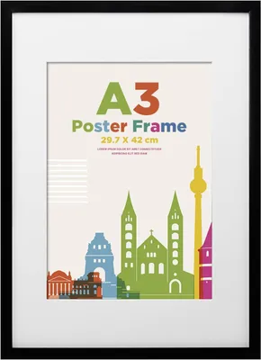 Imagen del producto de Marco de madera para fotos en formato A3, con cristal acrílico y montura, de 29,7 x 42 cm, ideal para fotografías en formato DIN A4