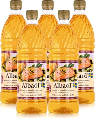 Produktbild von Albaöl Schwedische Rapsöl-Zubereitung mit Buttergeschmack 0,75L (5er Pack)