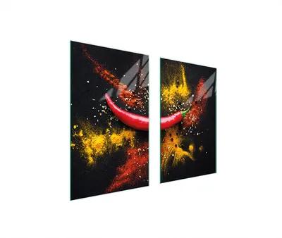 Produktbild von Herdabdeckplatten 2 teilig 75x52 Glaskeramikkochfeld Abdeckung Glas Schneidebrett Chilli Bunt