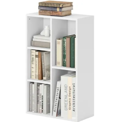 Produktbild von 2-Ebenen-Bücherregal, Regal mit 5 Fächer, Standregal Aufbewahrungsregal