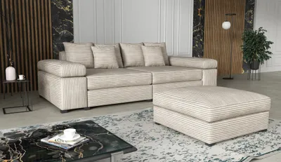 Produktbild von Big Sofa Megasofa Riesensofa AREZZO inkl. Hocker Stoff Tilia Creme