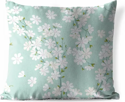 Produktbild von MuchoWow® Outdoor Kissen - Illustration einer Kirschblüte - 50x50 cm - Wetterfest - Lounge Kissen - Komfortabel - Kissen mit Bild