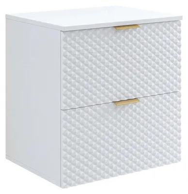 Immagine prodotto di Mobile sottolavabo da bagno Borneo 60 x 49 x 63 cm – Bianco opaco – Mobile sottolavabo sospeso con 2 cassetti