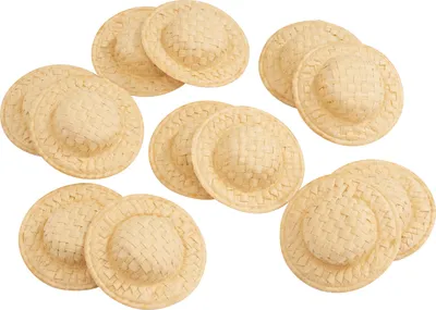 Produktbild von VBS Rustikale Stroh-Miniaturhüte, 5 cm, 12 Stück, für Bastelarbeiten und Figurenköpfe