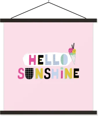 Produktbild von MuchoWow® Textilposter Sommer - Eiscreme - Zitat 40x40 cm mit schwarzem Rahmen - Fotos