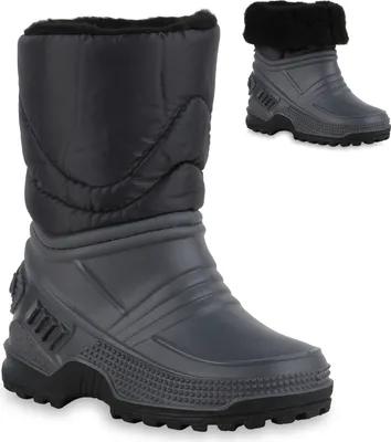 Produktbild von Mytrendshoe Kinder Warm Gefütterte Winter Boots Stiefel Bequeme Schuhe 836071, Farbe: Grau Schwarz, Größe: 24