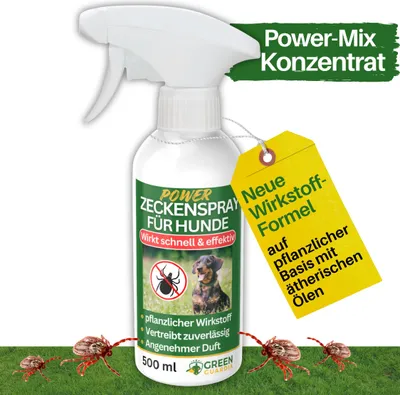 Produktbild von Zecken Abwehrspray Power-Konzentrat 500 ml – Pflanzlicher Zeckenschutz Hund – Anti Zecken Hund, Zeckenspray für Fell, Spaziergänge, Körbchen, uvm.