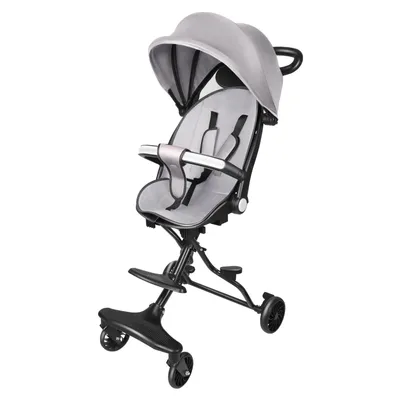 Image de Poussette Buggy KinderBuggy siège pivotant soleil capote frein arrière capote 4 roues léger noir gris
