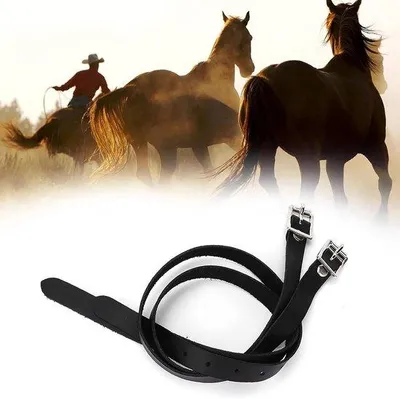 Image de Paire de sangles d'équitation en nylon, 50 cm, noir et marron (cuir)