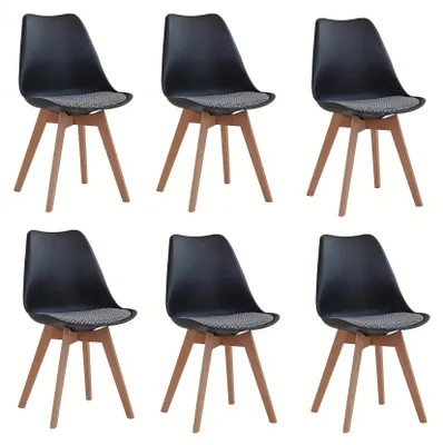 Immagine prodotto di Sedia da pranzo - Sedia - Sedia da cucina - Sedia di design - Sedia da soggiorno - Nera - Rivestita in tessuto