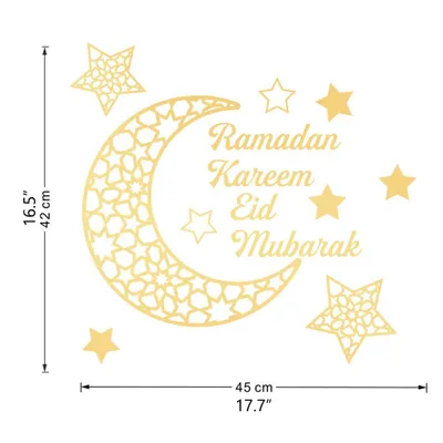 Image de Sticker Croissant du Ramadan,Sticker mural autocollant 3D,Décalques muraux du Ramadan