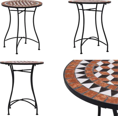Immagine prodotto di vidaXL Tavolino da bistrot in Vetroceramica mosaico marrone 60 cm - Tavolo - Tavoli - Tavolo mosaico - Tavoli mosaico