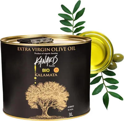 Zdjęcie produktu dla Kanakis | Oliwa z oliwek 3 L - Tłoczona na zimno - Z Grecji - Extra Virgin - EVB - Wysoka zawartość polifenoli - Bez goryczki