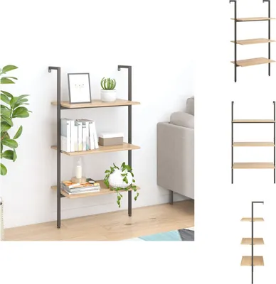 Produktbild von vidaXL Anlehnregal mit 3 Ablagen Hellbraun und Schwarz 64x35x120,5 cm -  Bücherregale & Bücherschränke