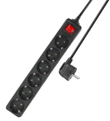 Immagine prodotto di ACT Ciabatta elettrica con interruttore luminoso, 6 prese, 3 m, nero (AC2465)