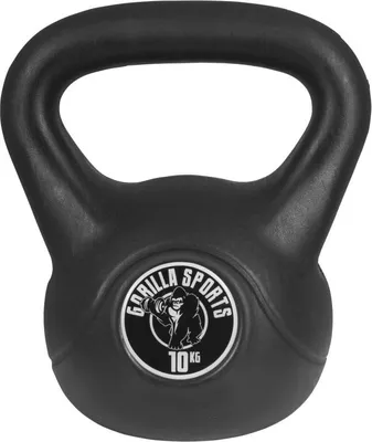 Obrázek produktu pro Gorilla Sports kettlebell činka, plast, černá, 10 kg