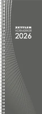 Produktbild von Zettler Vormerkbuch 1W/1S 2026 - Wochenkalender 11 × 30 cm, 64 Seiten, 1 Woche auf 1 Seite, Zweimonatsübersicht, Steuertermine, Tages- & Wochenzählung, Spiralbindung, Kartoneinband mit Jahreszahl,