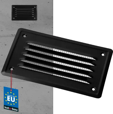 Immagine prodotto di KOTARBAU® Griglia di ventilazione 165x100 mm Griglia per l'aria di scarico avvitata e verniciata Ventilazione del camino Nero Zanzariera resistente alla corrosione