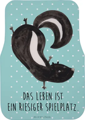Produktbild von Mr. & Mrs. Panda Fußmatte Fürs Auto Stinktier Handstand - Türkis Pastell - Geschenk, Autoteppich, Raubtier, Skunk, Spielplatz, Automatte, Auto-Fußmatte, Wildtier, Stinker