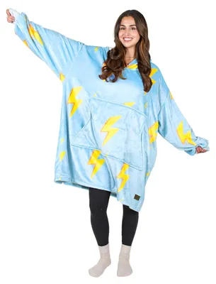 Image de Plaid-hoodie en polaire surdimensionné - Doux et moelleux, avec manches
