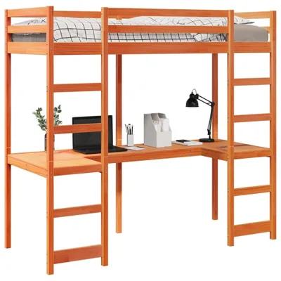 Obrázek produktu pro vidaXL Podkrovní postel bez matrace voskově hnědá 80x200 cm z masivního borovicového dřeva