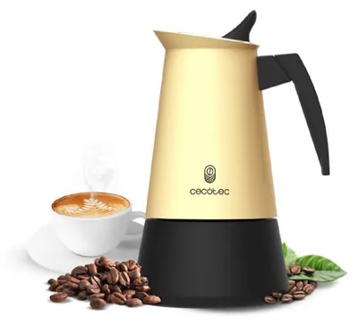 Image de Cecotec Cafetière Italienne Piccolina 900 Beige. 450ml, 10 Tasses de Café, Acier Inoxydable, Compatible Toutes Surfaces