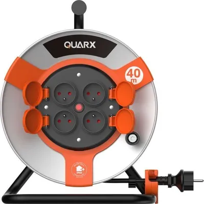 Produktbild von Kabeltrommel QUARX, 40m H07RN-F 3G2,5mm², Metalltrommel, 3000W Entrollt, Baustellenkabeltrommel