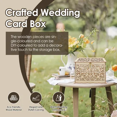 Produktbild von Holz Kartenbox mit Schlitz und Schloss, ca. 30x20x15 cm, für Hochzeit und Feier