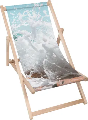Produktbild von Dreamroots Liegestuhl klappbar Holz, Buchenholz bis zu 130 kg, Sonnenliege klappbar mit 3-stufiger Neigungsregulierung der Rückenlehne, Ocean Water
