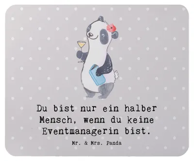 Produktbild von Mr. & Mrs. Panda Mauspad Eventmanagerin Herz - Grau Pastell - Geschenk, laptop mousepad, Witzig, Beruf, Spruch, computer, Mouse Pad, Lustig, mausteppich