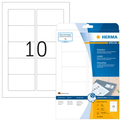 Produktbild von Inkjet-Etiketten A4 weiß 83,8x50,8 mm Papier matt 250 St.