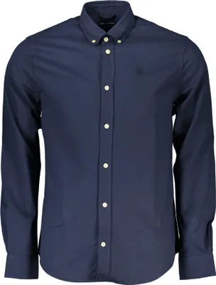 Produktbild von Herren Langarmhemd Blau – Regular Fit, Button-Down aus recycelten Fasern