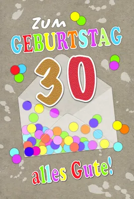 Produktbild von 30. Geburtstag Karte mit Briefumschlag Konfetti Zum 30. Geburtstag alles Gute