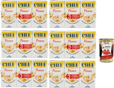 Produktbild von Parmalat Panna chef Sahne per cucinare Kochcreme creme fur Koch, double cream for cooking 6x (3x 125ml) + Italian Gourmet polpa 400g