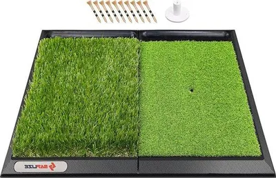 Image de Tapis d'entraînement de golf 65 x 43 cm avec support pour balles et base en caoutchouc lestée