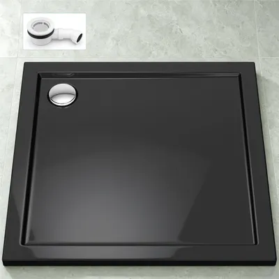Produktbild von Mai & Mai Duschwanne Duschtasse Faro in Schwarz inkl. Ablaufgarnitur 02, Form: Quadratisch, BTH: 90x90x4cm