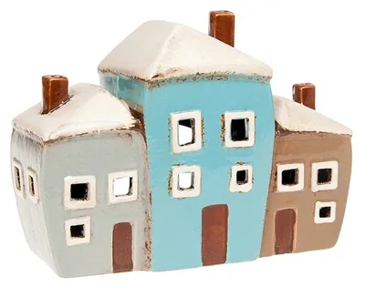 Teelichthalter Hausform, Keramik, 19x14x10 cm, Herzdetails