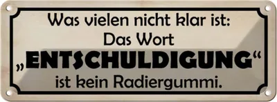 Produktbild von vianmo Blechschild 10x27 cm das Wort Entschuldigung Dekoration Spruch Zitat