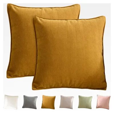 Produktbild von Dekorativer Kissenbezug aus weichem strukturiertem Chenille, Kissenbezug für Sofa, Couch und Schlafzimmer, 45 x 45 cm (Senfgelb)